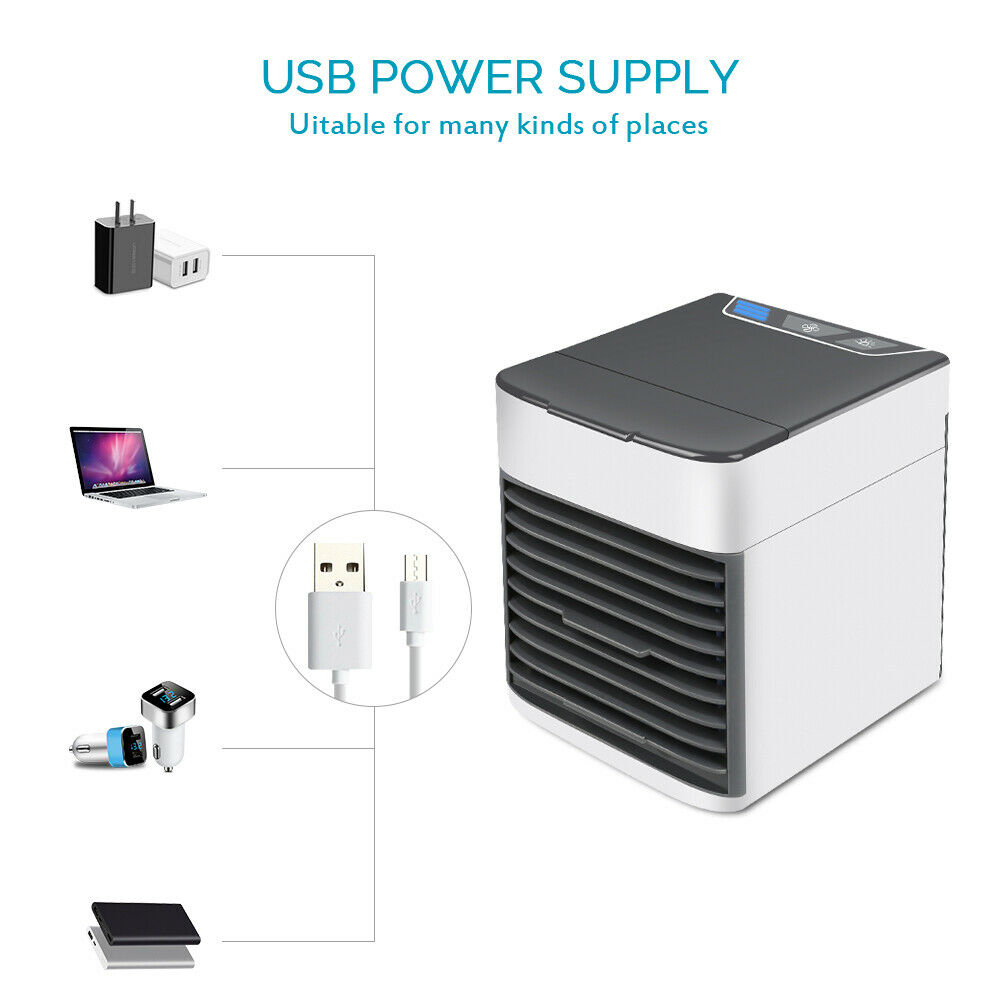 Φορητό Κλιματιστικό USB 2x Air Cooler Ultra - Ανεμιστήρας Air Condition Υδρονέφωσης & Υγραντήρας με Τεχνολογία Εξάτμισης & LED Φωτισμό